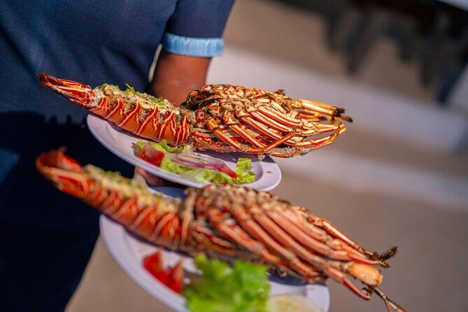 Captain Cook Cruises Fiji - Sunset Dinner Cruise - Dinner setup: buffet BBQ, salads, dessert, and the lobster upgrade