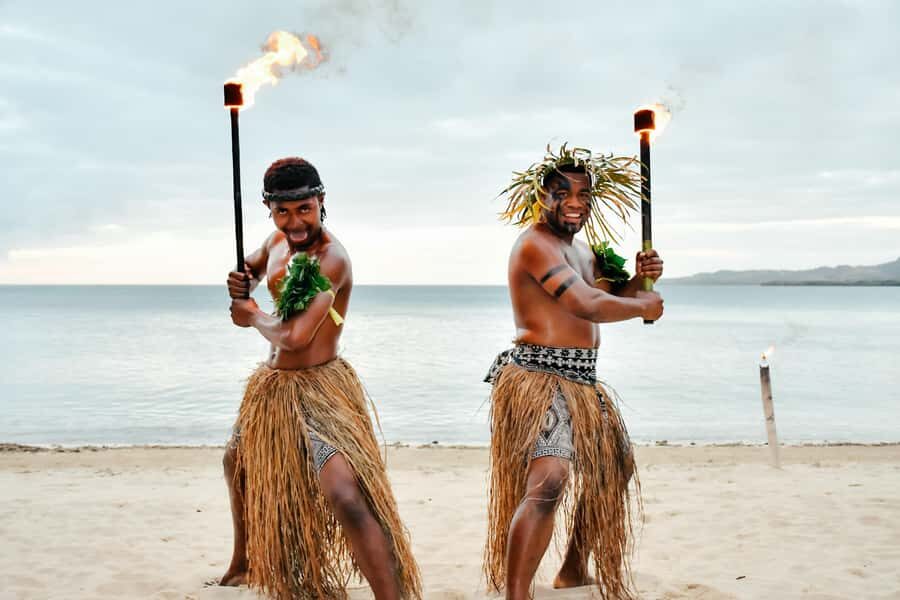 Fiji: Sunset Cruise with Dinner and Fire Show - The welcome ceremony and bonfire singing on the island